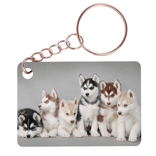 Sleutelhanger 6x4cm - Husky Pups in Diverse Kleuren