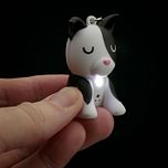 Sleutelhanger Hond Zwart/wit LED & geluid - 5cm