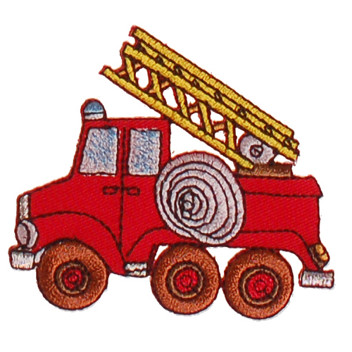 Strijkapplicatie Rode Brandweerauto met Ladder 7x7cm
