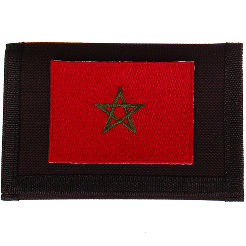Zwarte klittenbandportemonnee 12x9cm - Applicatie 8x6cm vlag Marokkaans