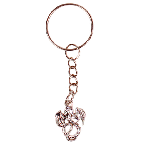 Sleutelhanger - Zilverkleurige Sleutelring - Hangertje Draakje Zilverkleurig 2cm 