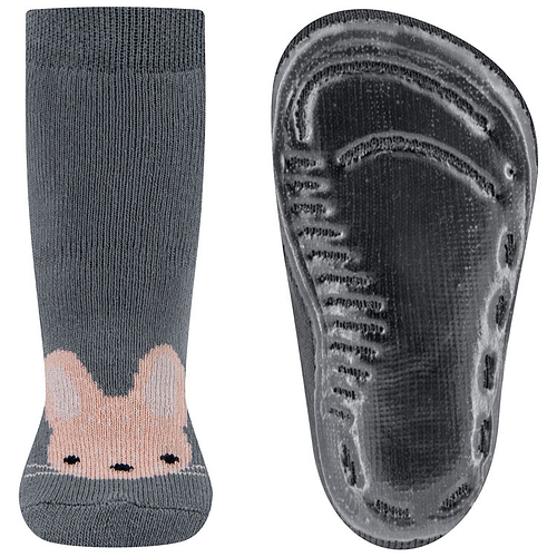 Antislipsokken Ewers Kindermaat - Grijs met Konijntje - Siliconenzool