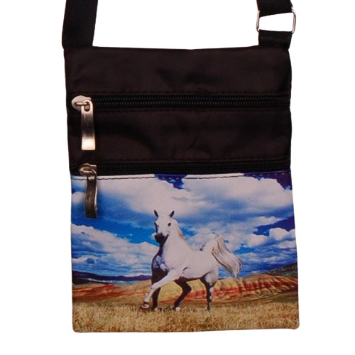 Schoudertasje - Wit Paard Hengst Canyon - Zwart - Verstelbaar - 19x14,5cm