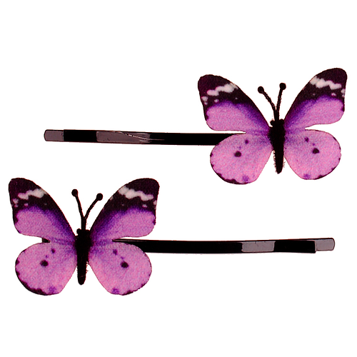 Schuifspeldjes stoffen vlindertje lila - 3cm