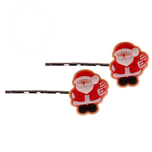 Schuifspeldjes Zilverkleurig Kerstthema - Kerstmannetjes - Set 2 Stuks - 2,5cm