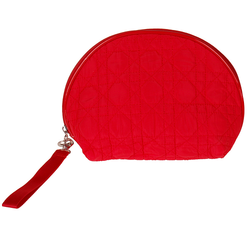 Toilettasje - Rood Halfrond - Padded Gevoerd - Rits Afsluitbaar - Clip & Lus - 24x15x9cm