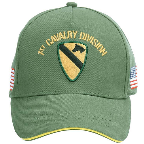 Baseballcap US 1st Cavalry Division - Groen met Geel logo