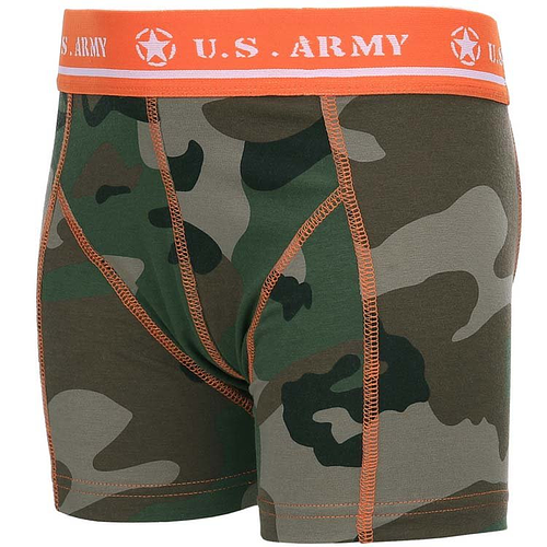 Kinder Boxershort - US Army - camouflage met oranje band en stiksel
