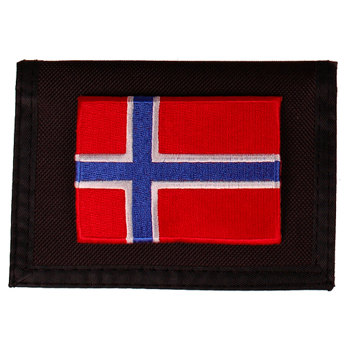 Portemonnee zwart 14x10cm - Vlag Noorwegen - 8x6cm 