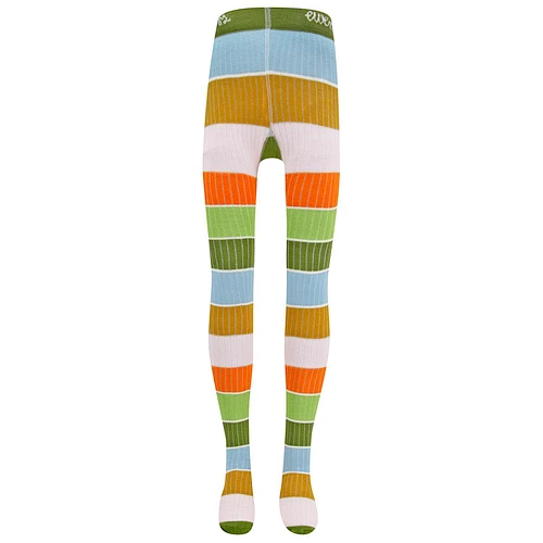 Ewers Mailliot Kindermaat - Banen Groen&Oker&Lichtblauw&Oranje - Rib - Elastisch - Biologisch katoen (GOTS)