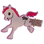 Haarclipje met glitters pony wit - 6 cm