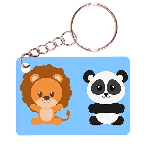 Sleutelhanger 6x4cm - Dieren Getekend - Leeuw - Panda
