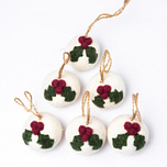 Kerstballen Vilt - Hulst / Holly Berry Small - Set 6 stuks - 5cm - Rood/Groen/Wit - Fairtrade