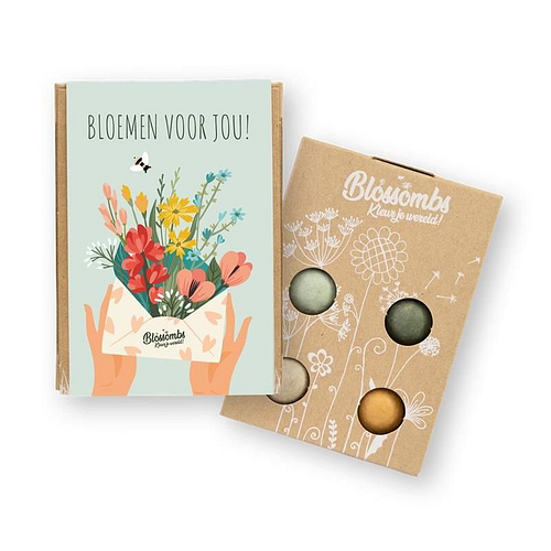 Blossombs Giftbox Mini - Bloemen voor jou - 4x Bloemzaadbommetjes - 100% Biologisch