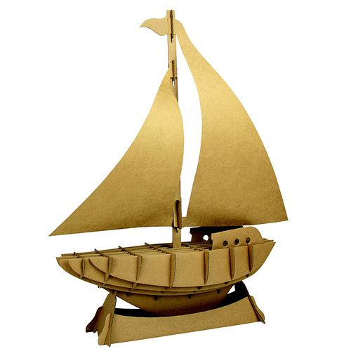 3D Model Karton Puzzel - Zeilboot Standaard Homedeco - DIY Hobby Knutsellen - 36x45x10cm