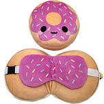 Reiskussen & Slaapmasker - Donut met Glazuur & Sprinkles - Relaxeazzz Adorasnacks - 14x15x10,5cm/15x17x5cm