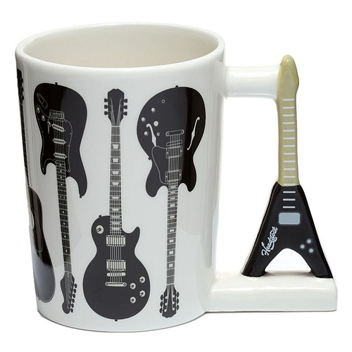 Beker Headstock Rock Gitaar Gevormd Handvat Keramiek - Wit - 400ml