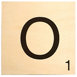 Houten Bordje 10x10x0.5cm - O - Zwarte Letter/Woordwaarde - Onbehandeld - Onderzetter/Homedeco