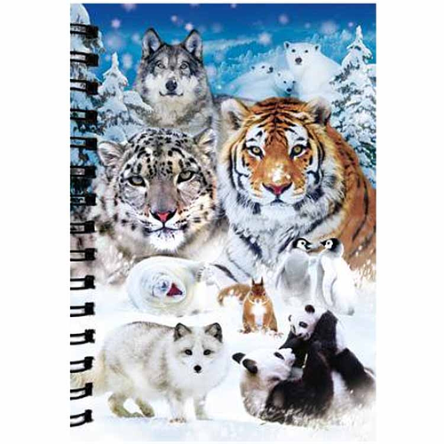 Notitieboekje 3d Wilde dieren in de sneeuw blanco