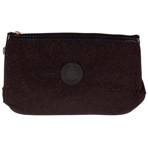 Toilettas Glitter Make-up - Zwart - Rits & Handgreep - 27x16x9cm