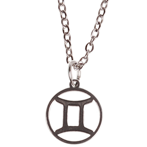 Ketting Zilverkleurig 55cm - Hangertje Sterrenbeeld RVS -  Tweelingen