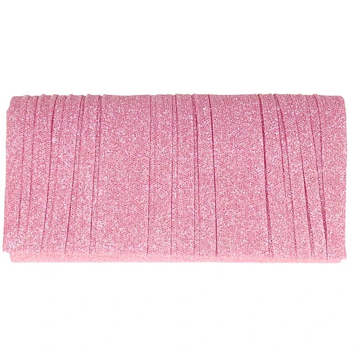 Avondtasje/Gala - Glitter Helder Roze Plisse - Envelopmodel - Magneetsluiting & Schouderketting - 20,5x5,5x10cm