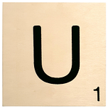 Houten Bordje 10x10x0.5cm - U - Zwarte Letter/Woordwaarde - Onbehandeld - Onderzetter/Homedeco