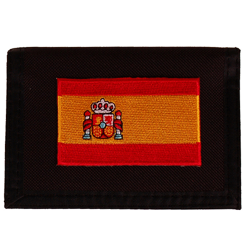 Portemonnee zwart 14x10cm - Vlag Spanje - 8x6cm 