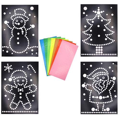 Knutselset A4 Fromaat Karton - Kerst Thema - 4x Voorbeeldplaat / 7x Stickervellen - DIY Hobby Kind 3+