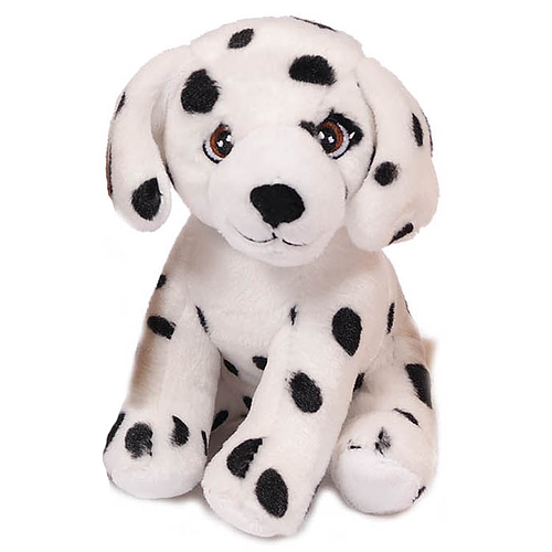 Eco Knuffel Puppie Hond Dalmatier Wit/Zwart Gevlekt - Geborduurde Ogen - 16 cm