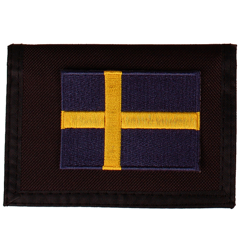 Portemonnee zwart 14x10cm - Vlag Zweden - 8x6cm 