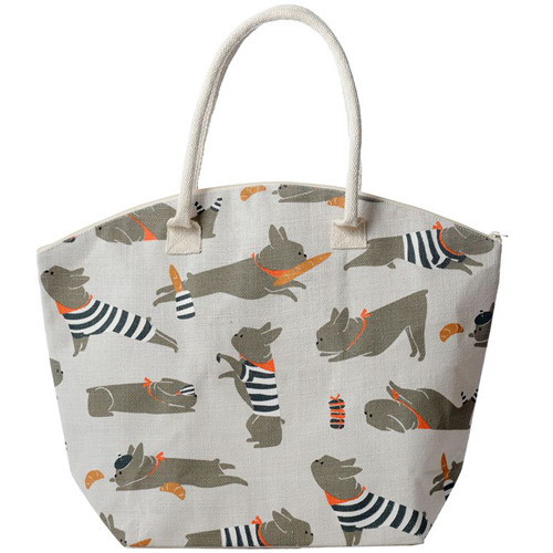 Strandtas/Boodschappentas Jute Bertrand Franse Bulldog Hond - Originele Licentie - Duurzaam Herbruikbaar - 41<62cm+Handvat>x54x16cm
