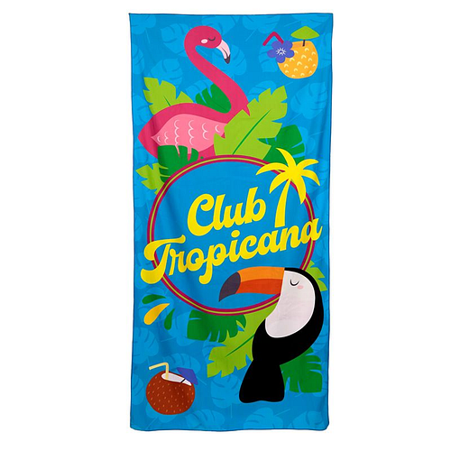 Strandlaken/Handdoek Club Tropicana - Flamingo&Toekan - Microvezel - 180x85cm