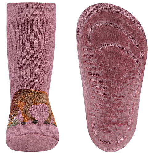 Antislipsokken Ewers Kindermaat - Roze met Paard Donkerbruin Grazend - Siliconenzool