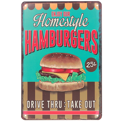 Metalen plaatje - Homestyle Hamburgers