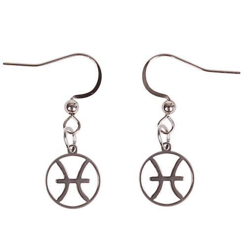 Oorbellen Zilverkleurig - hanger sterrenbeeld Vissen