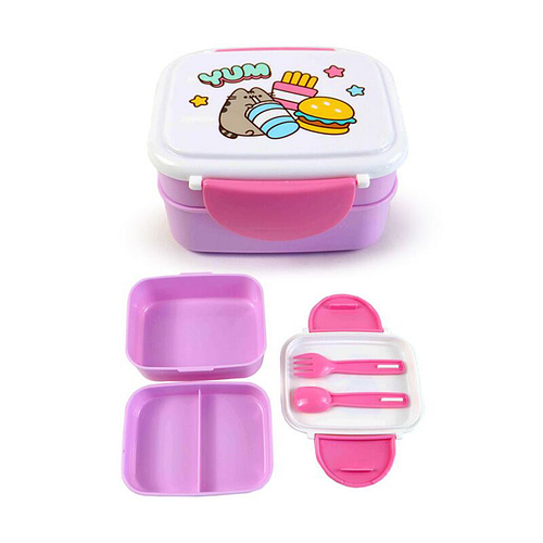 Bentobox/Lunchbox - Pusheen the Cat Foodie YUM - Bestek - Roze - 9x15,5x14cm
