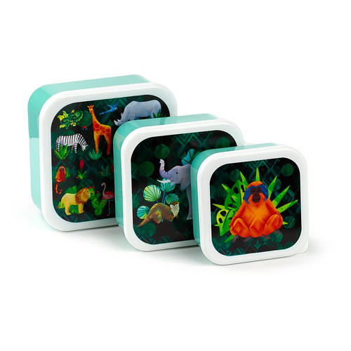 Lunchbox Set 3-delig - Animal Kingdom - Dierenrijk - M|250ml/L|350ml/XL|550ml - Genest 5.5x11.5x11.5cm