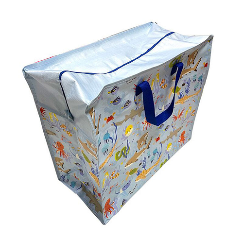 Grote Boodschappentas met rits/Waszak/Opbergtas - Mariniverse Zeeleven - 48x55x28cm