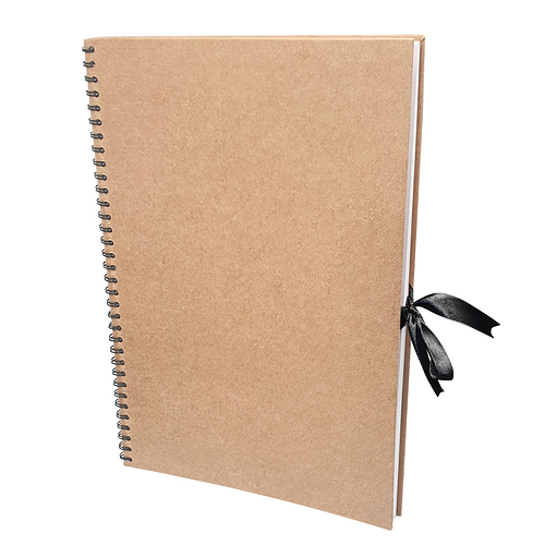 Tekenblok Kraft met Lintsluiting - Blanco Tekenpapier 80 Stuks Ring Gebonden - 21x29,7cm - 160g/m