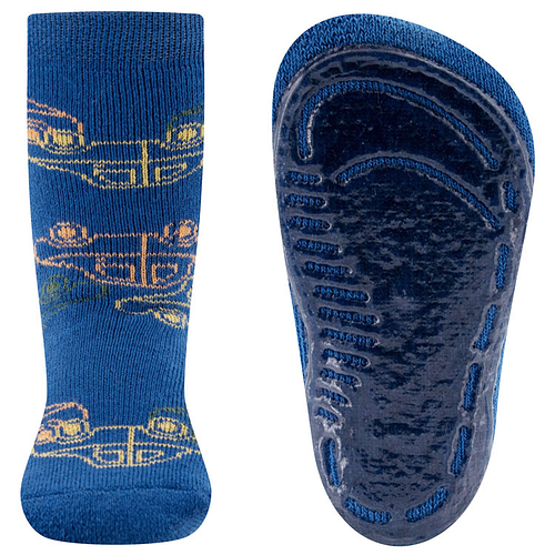 Antislipsokken Ewers maat 35/38 - Blauw met Autos Design Groen & Oranje & Geel - Siliconenzool