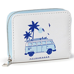 Portemonnee VW Volkswagen T1 Busje Explore More Beach Life - Blauw Compact Formaat met Rondrits - Originele Licentie - 9x11x2cm