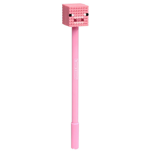 Pen/Fijnschrijver Zwart- Minecraft - Pig/Varken - Roze - 18x2x2cm