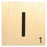 Houten Bordje 10x10x0.5cm - I - Zwarte Letter/Woordwaarde - Onbehandeld - Onderzetter/Homedeco