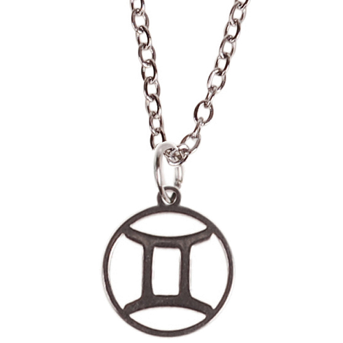 Kinderketting Zilverkleurig 45cm - Hangertje Sterrenbeeld RVS -  Tweelingen