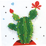 Knutselset - String-Art Cactus met Bloemen - Groen - Hobby DIY Kind 3+ - 21x21cm