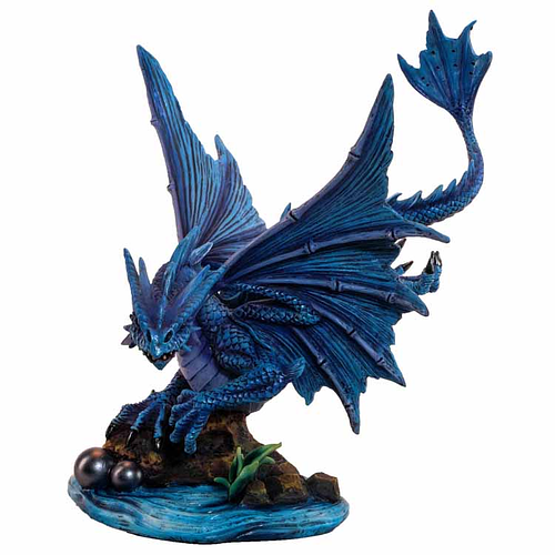 Beeld Waterdraak - Water Dragon - Blauw Anne Stokes - Fantasy Homedeco - 27x23cm