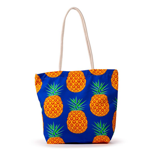 Strandtas - Pineapple Print / Ananas - Blauw - 39x47x15cm