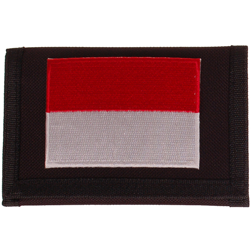 Zwarte klittenbandportemonnee 12x9cm - Applicatie 8x6cm vlag Indonesië