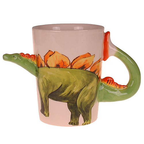 Beker - Dinosaurus Stegosaurus Groen&Oranje - Keramiek - 350ml